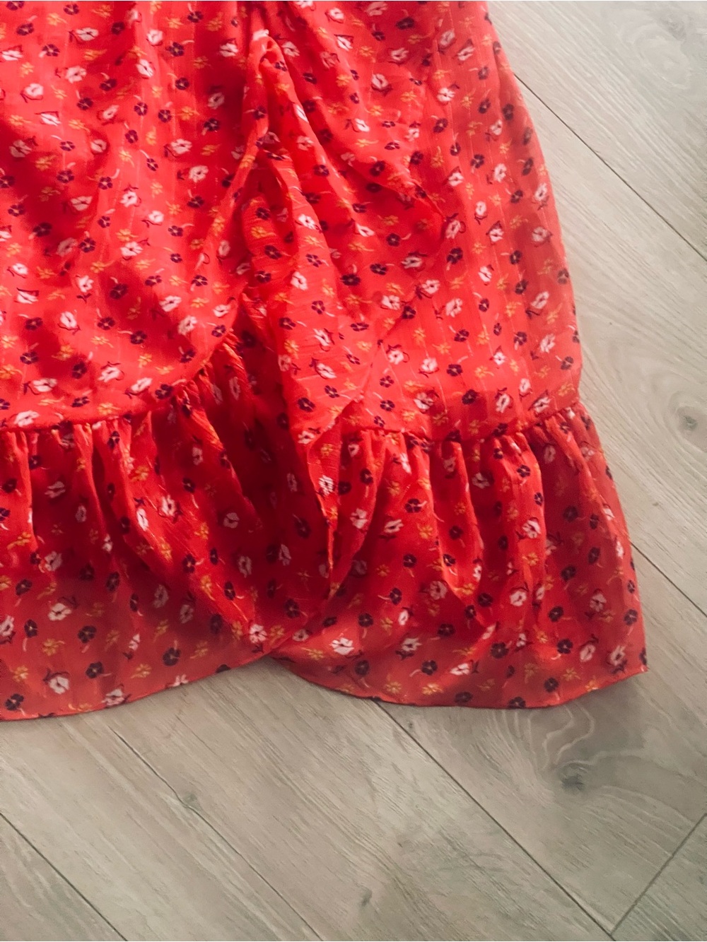 Madewell Red Floral Tie-Waist Maxi Dress - Picture 11 of 15